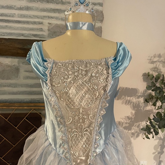 Sparkly embroidered satin tulle light blue and princess Cinderella costume - Picture 3 of 8